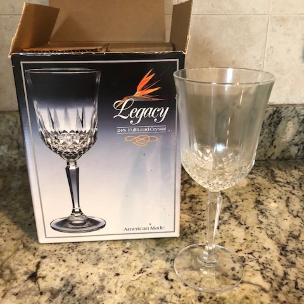 crystal lead wine glasses 4 new